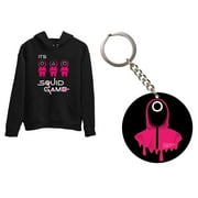 Squid Games Unisex Printed Hoodie With keychains/Keyrings - ( 1 Hoodie , 1 Keychains ) - M Size