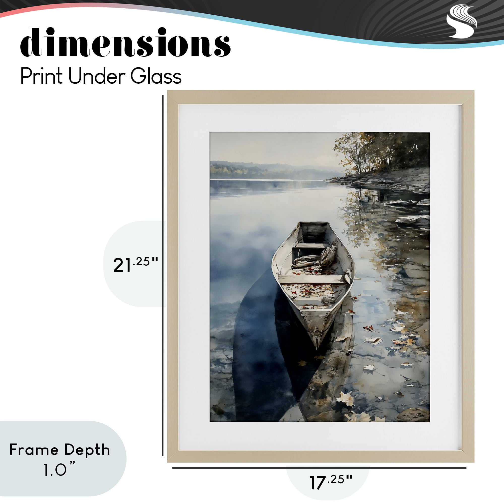 Stupell Industries Boat In The Fall Reflection Birch Framed Print Under Glass, design by Franklyn Gregory