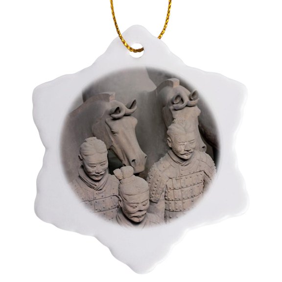3drose, Qin Terra Cotta Warriors and Horses, Xian, China-as07 Aje0181 - Adam Jones, 3 inch Snowflake Porcelain Ornament