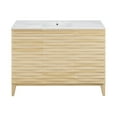 thumbnail image 3 of Cascade 48 in. Natural Oak Bathroom Vanity With White, 3-Hole Ceramic Sink Top, 3 of 8