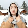 thumbnail image 4 of Aellinatey Knitted Scarf Hat Solid Color Warm Hooded Shawl for Trendy Women Everyday Use, 4 of 20
