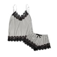 thumbnail image 1 of Conjunto de pijama sexy de seda para mujer: camisola y pantalones cortos de satén, tirantes ajustables con cuello en V, lencería para dormir y ocasiones especiales, tejido con mezcla de spandex, 1 of 6