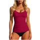 thumbnail image 2 of Conjunto de Bikini de Cintura Alta para Mujeres Traje de Baño Tankini de Correa de Color Sólido con Sujetadores Acolchados Extraíbles, Nylon + Spandex, Alto Corte Delgado, 2 of 6