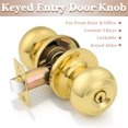 thumbnail image 2 of (2 Pack) knobelite Polished Brass Round Entry Door Knobs Keyed Alike, Exterior/Interior Door Handles Bedroom Bathroom/Front/Offic Doors, Door Lock with Locks and 3 Combo Keys Lock Security, 2 of 6