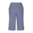 thumbnail image 6 of Womens Long Shorts with Pockets Cotton Linen Lounge Shorts Beach Vacation Knee Length Drawstring Casual Short (XL, Purple), 6 of 8