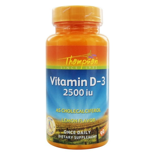 Thompson Vitamin D3 As Cholecalciferol Lemon Flavor 2500 IU 90 Chewable Tablets Walmart