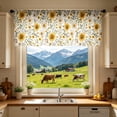 thumbnail image 5 of Curtain Valance with Watercolor Sunflower Daisy Floral Print,Light Filtering Washable Farmhouse Short Kitchen Window Valance,for Home Decor, 5 of 6