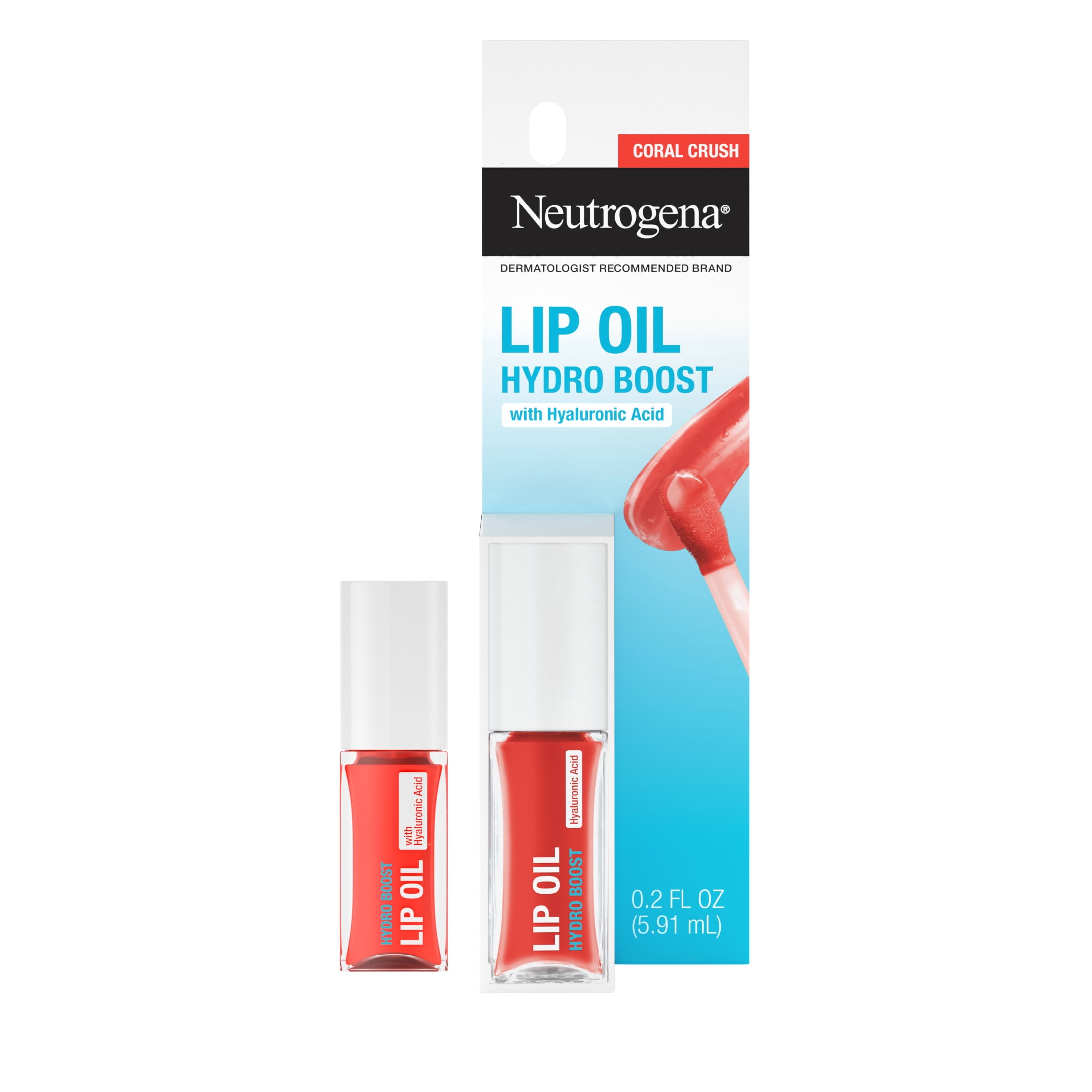 Neutrogena Hydro Boost Hydrating Lip Oil, Coral Crush, .2 fl. oz
