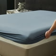 thumbnail image 6 of 100% Long Stape Cotton 4pc Sheets Set King Size 800TC Silky Sateen Smooth Soft Fitted Sheet Up to 16"(Steel Blue,King), 6 of 8