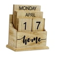 thumbnail image 2 of KLKCMS Perpetual Calendar Desktop Standing Calendar Office Wood Block Calendar Desk Home, 2 of 9
