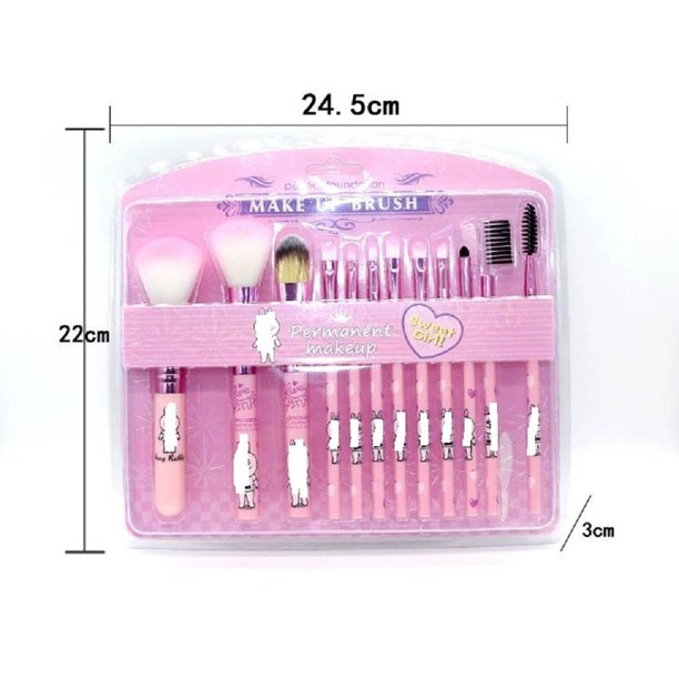 Venta al por mayor, brocha de maquillaje profesional de lujo, brocha de sombra de ojos personalizada, juego de brochas de maquillaje rosa y amarillo, configuración OEM de Hallo Kitty