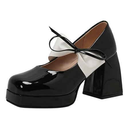 

YUHAOTIN High Heels for Women Sexy Stiletto Ladies Casual Single Shoes Heel Candy Colour Mary Jane Shoes Pure Colour Bowknot College Style Large Size Square Toe High Heels Sandals Heels