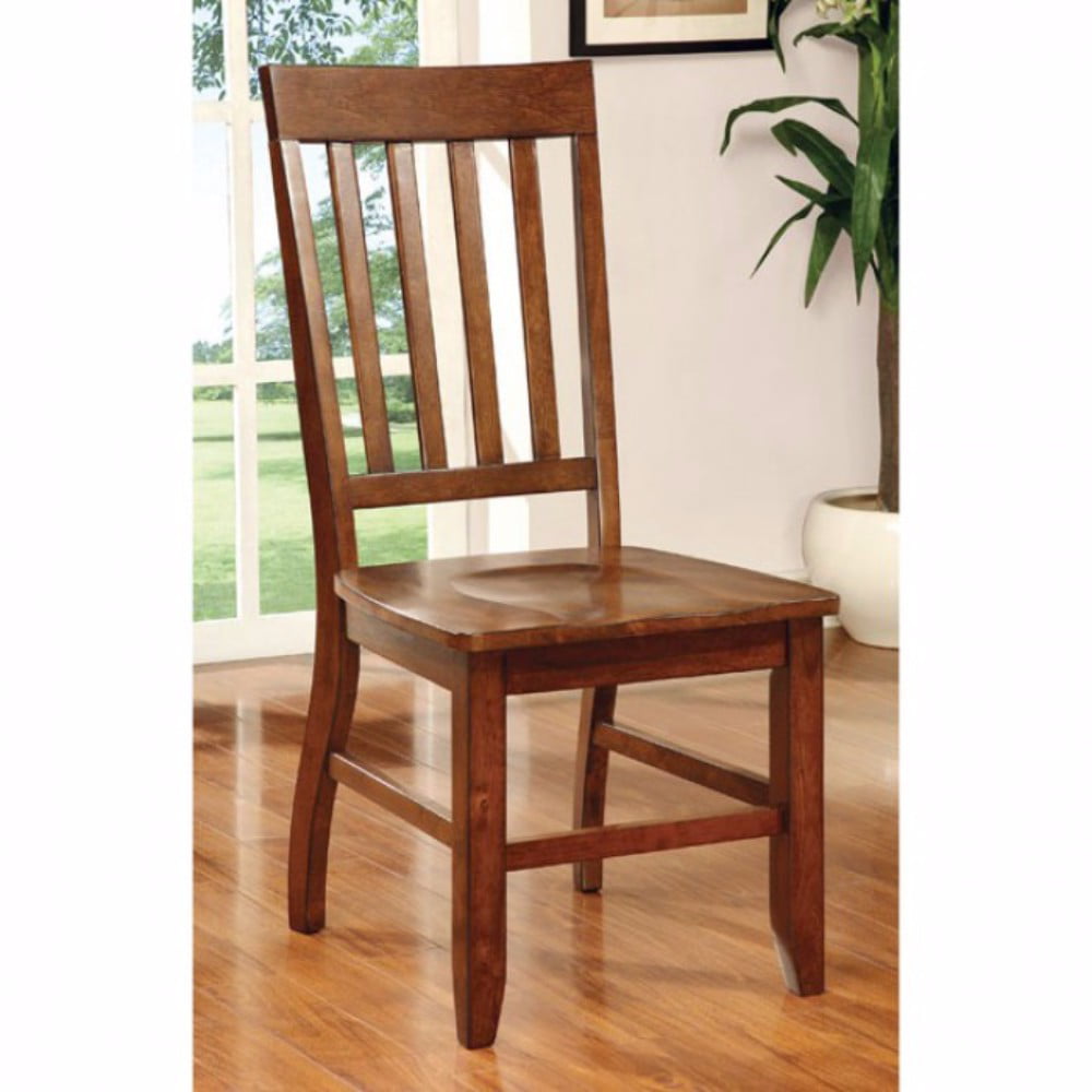 Transitional Side Chair, Dark Oak Finish, Set Of 2 - Walmart.com ...