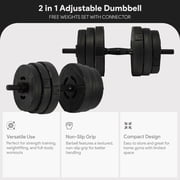 Fitvids 2-in-1 Adjustable Dumbbells, 60 lb Weights With Connector, Black
