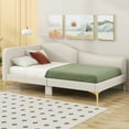 thumbnail image 2 of Euroco Upholstered Daybed with Armrest and Rivet Design for Bedroom, Beige, 2 of 13