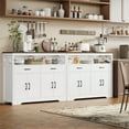thumbnail image 3 of Homfa 47.2''W Kitchen Sideboard Buffet Cabinet with 2 Drawers & Open Shelf, Wood 4 Doors Storage Cabinet with Adjustable Shelves for Dining Room, White, 3 of 7
