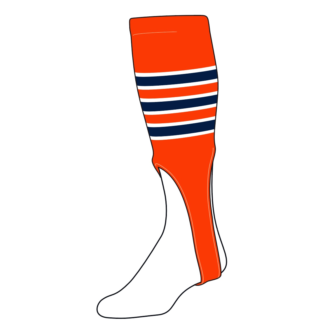 TCK Baseball Stirrups Large (300D, 9in) Orange, White, Navy