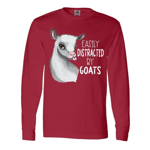 Inktastic Easily Distracted by Goats Cute Goat Long Sleeve T-Shirt