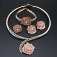 thumbnail image 7 of Handmade Dubai Gold Color Crystal Rose Flower Jewelry Fashion Wedding African Costume Necklace Earring Jewelry Sets, 7 of 7