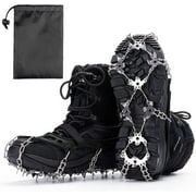 Crampons Ice Cleats Traction,Anti-Slip Ice Snow Grips Crampons with 19 Stainless Steel Spikes,Stainless Steel Chain