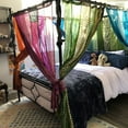 thumbnail image 2 of Indian Silk sari Blend Home Decor Patchwork Light Filtering Curtain Door Window Drape Curtains 84” inches (Purple) Panels, 2 of 4