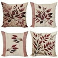 thumbnail image 4 of Ambesonne Leaves Throw Pillow Cover 4 Pack, Romantic Autumn Branches, 16", Dried Rose Dark Tan and Ivory, 4 of 4