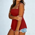 thumbnail image 5 of Hxshgdsn Plus Size Tank Tops for Womens Sleeveless Square Neck Ruched Front Peplum Top Loose Fit（Red/2XL）, 5 of 8