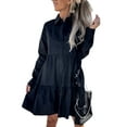thumbnail image 4 of DYMADE Women Plus Size Solid Color Loose Buttons Shirt Dress, 4 of 4