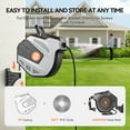 thumbnail image 2 of 1/2 inch x 50ft -SUNPOW Retractable Garden Hose Reel Wall Mounted Hose Reel with 3/4 inch Brass Fitting & 10 Function Sprayer Nozzle - Any Length Lock, Auto Rewind System, 180°Swivel Bracket - Grey, 2 of 6