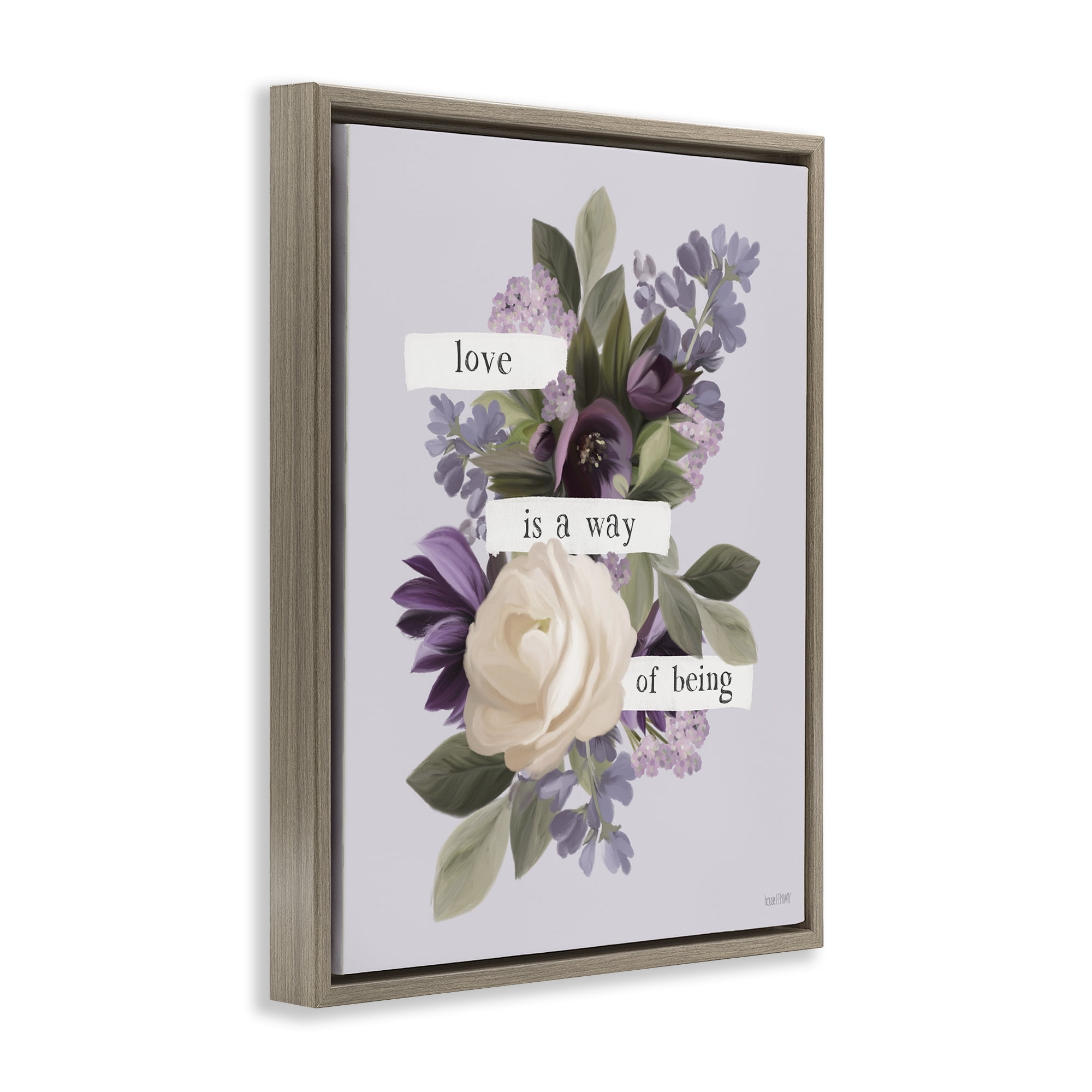 Stupell Industries Love Is Way Of Being Botanical & Floral Painting Brown Floater Framed Art Print Wall Art, 17 x 21