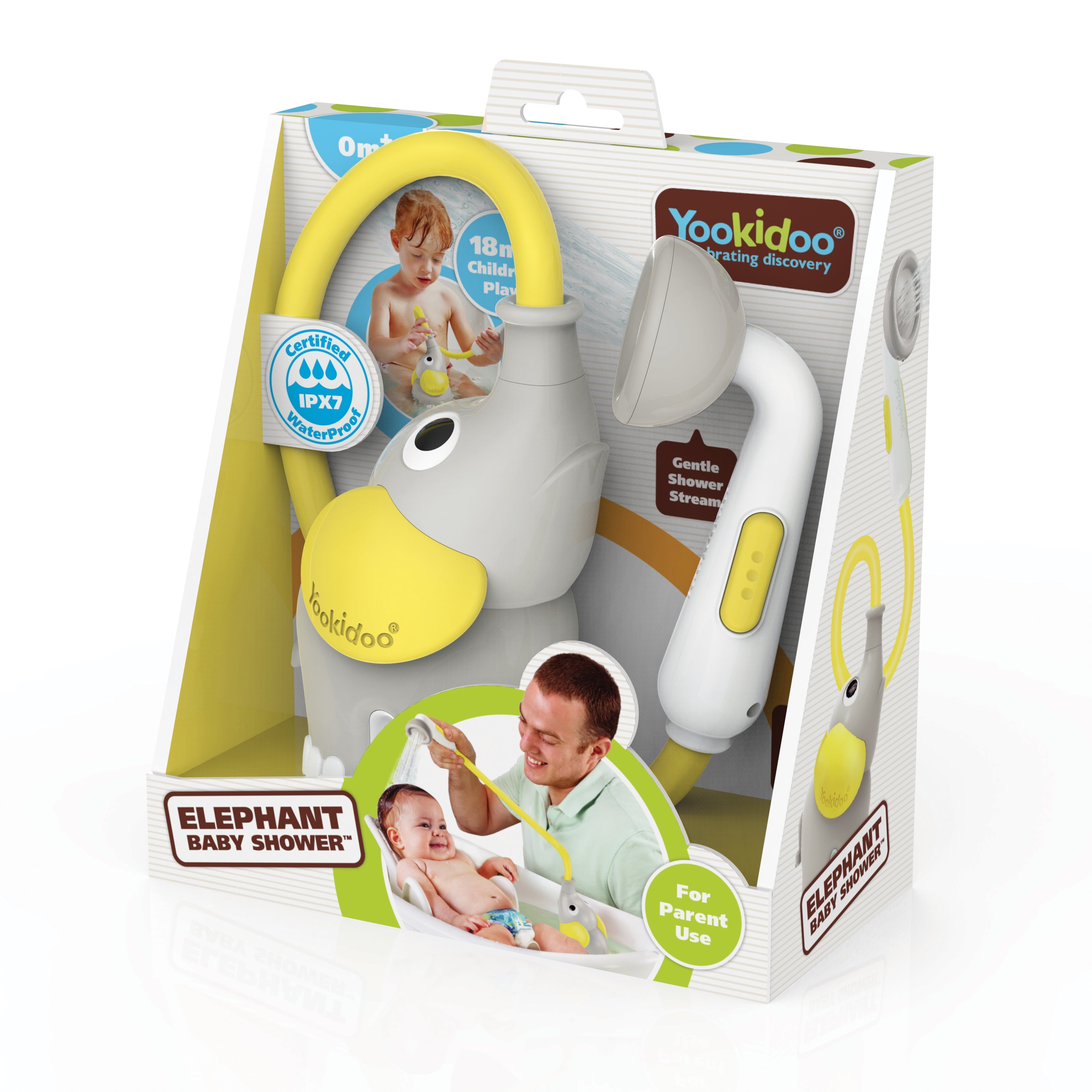 Yookidoo Elephant Baby Shower™ - Yellow Elephant Water Pump and Trunk Spout Rinser - for Newborn Babies in Tub Or Sink
