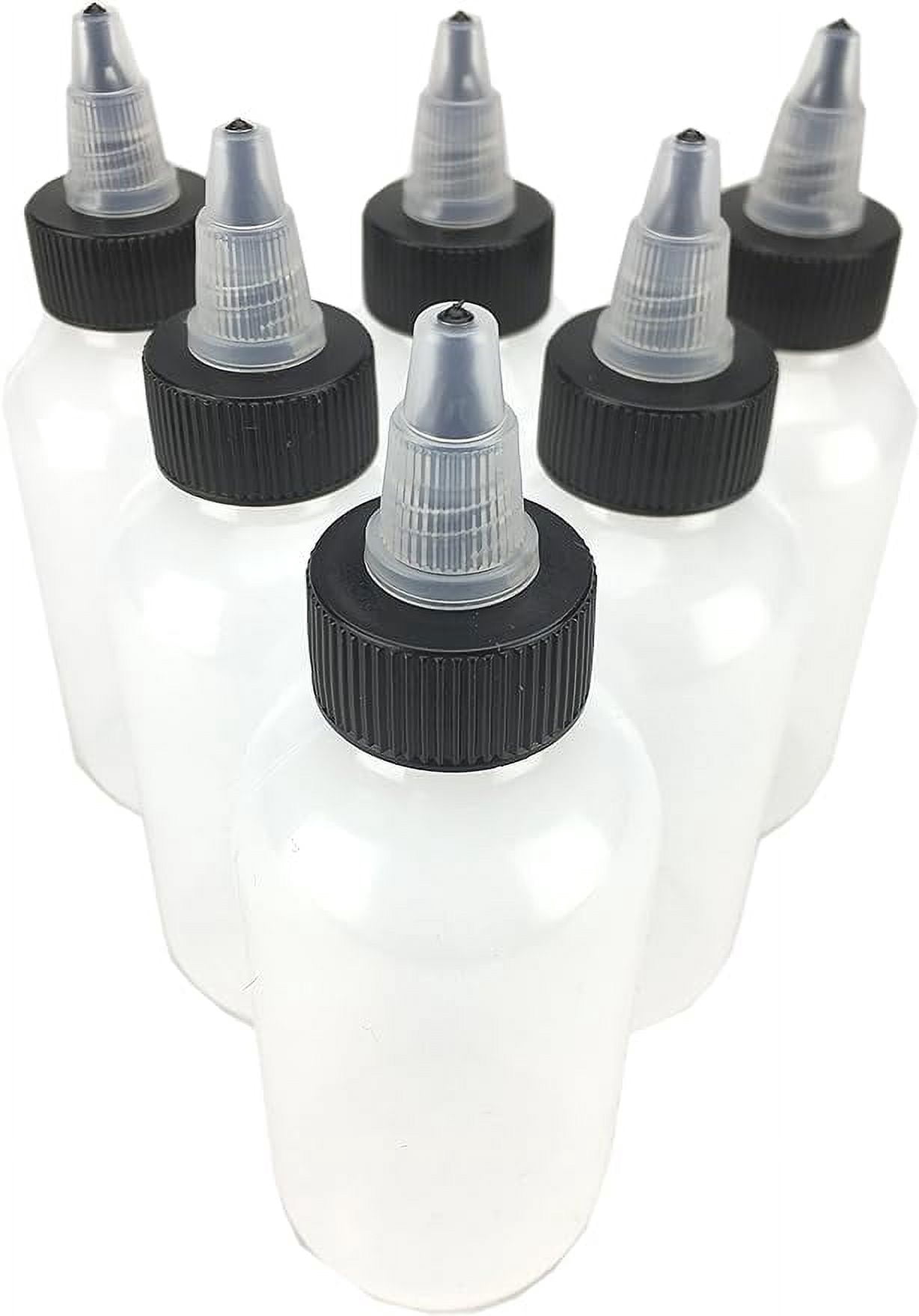 Hobbyland Squeeze Bottles, LDPE Plastic, Natural Boston Round, Black and Natural Twist Caps (8oz, 24/410 Neck, 6 Bottles)
