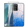 thumbnail image 1 of Dteck Slim Fit Case For Samsung Galaxy Note 20 5G / Note 20 with Tempered Glass Screen Protector, Lightweight Ultra Thin TPU Frame Case Glossy Colorful Glass Back Protective Cover, 20# White/Blue, 1 of 9