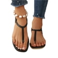 thumbnail image 5 of LTTVQM Womens Thong Sandals Arch Support Platform Open-Toe Leather Casual Sandals Slip-On Comfortable Adjustable Buckle Slides for Vacation Black 39(US-7.5), 5 of 5