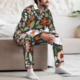 thumbnail image 7 of Susaid Rabbits on Floral Print Men's Long Sleeve Pajama Set, Two-Piece Button-Down Loungewear PJs Set, Comfortable Sleepwear for Relaxation-X-Large, 7 of 7