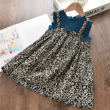 

PEASKJP Plus Size Maxi Dress for Girls Chidlern Girls Short Sleeve Floral Printed Tulle Flowy Round Sleeve Sundress Dark Blue 3-4 Years