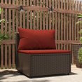 thumbnail image 1 of vidaXL Garden Middle Sofa with Cushions Brown Poly Rattan, 1 of 4
