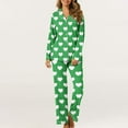 thumbnail image 2 of Diufon Valentine's Day Pajamas Set for Women Long Sleeve Lapel Top with Straight Wide Leg Pants Homewear Sets, 2 of 7