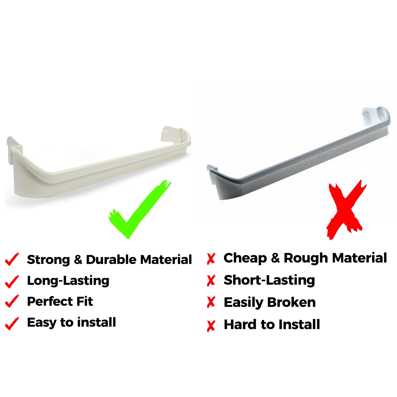 KOJEM Refrigerator Door Shelf for 240534901 AP3214630 PS734935 Replacement Fit for Kenmore Frigidaire Door Bin 2 PCS Rack Bar Rail Retainer