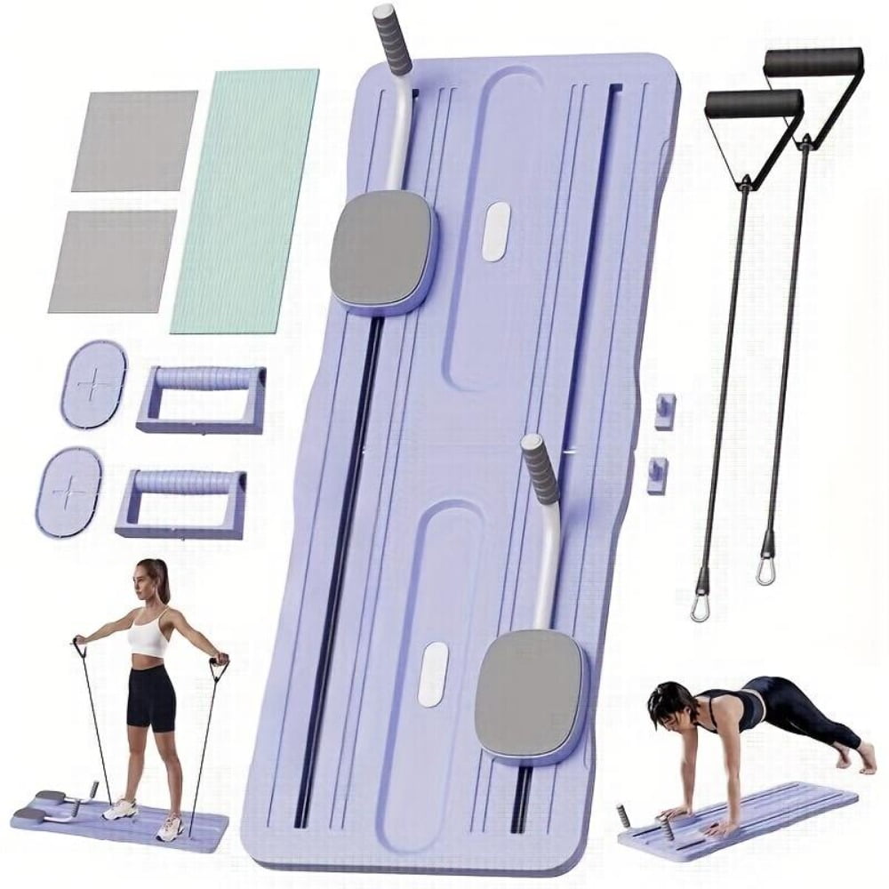 Multifunctional Ab Workout Board, Foldable Core Trainer with Resistance Bands, Portable Home Gym Equipment for Full Body Fitness, Push-Up, Pilates & Strength Training