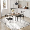 thumbnail image 4 of 3 Piece Modern Dining Table Set for 2, Space Saving Kitchen Table and Chairs with Sturdy Steel Frame, Ideal for Small Space, Apartment, Dining Room, Studio, Grey, 4 of 9