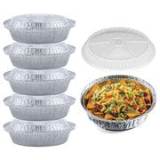 55 Pack - Casseroles Rondes en Aluminium de 7 Pouces, avec Couvercles en Plastique Transparent. Boîtes Rondes pour la Cuisson et le Transport des Aliments. Casseroles Rondes en Papier d'Aluminium. Boîtes à Tarte Parfaites pour les Tartes, Quiches, Nachos et Pâtisseries de Spare