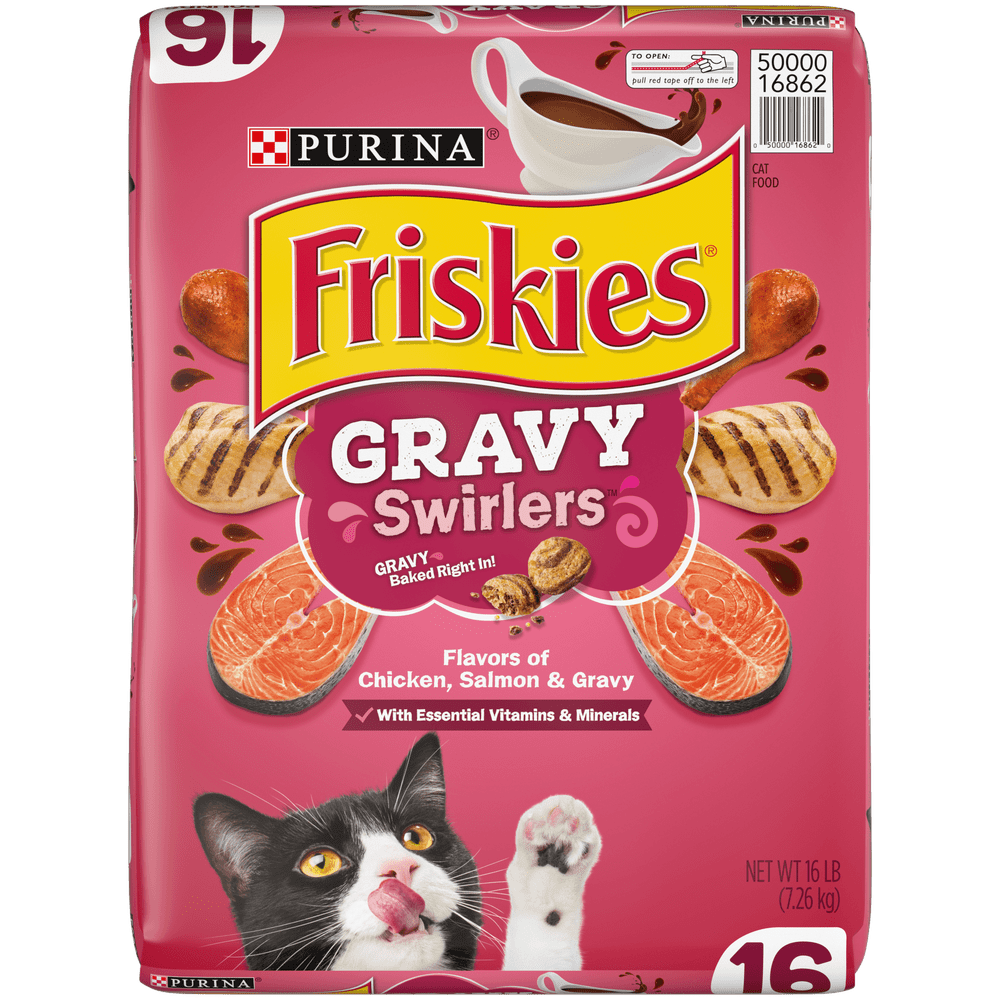 Friskies Dry Cat Food, Gravy Swirlers, 16 lb. Bag
