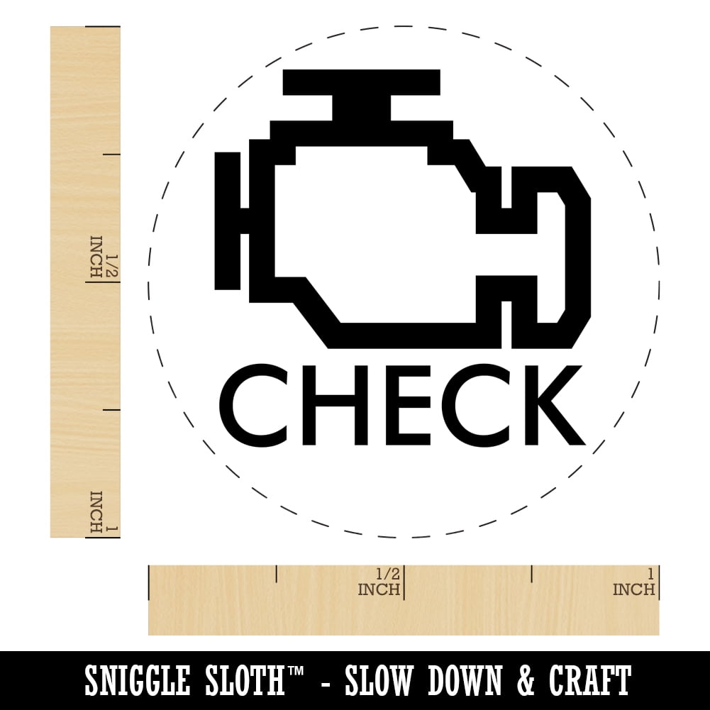Car Check Engine Light Self-Inking Rubber Stamp Ink Stamper - Brown Ink - Medium 1 Inch