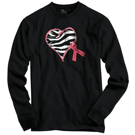 Breast Cancer Awareness Long Sleeve T Shirt Zebra Print Heart Ribbon Love Live Hope by Pray For A (Best Cancer Cure In The World)