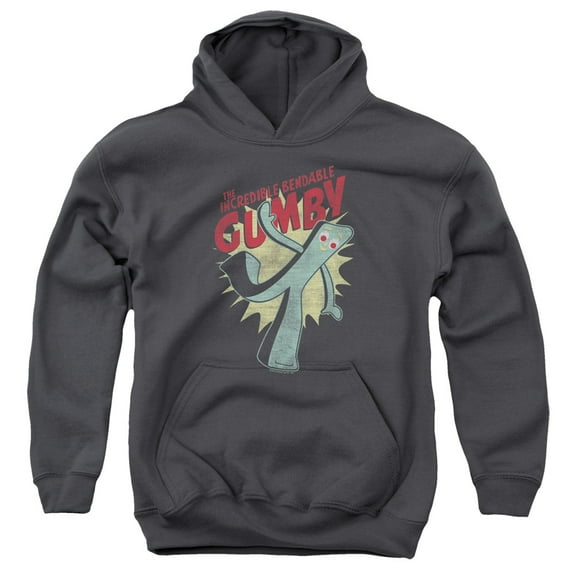 Gumby Bendable Youth Pullover Hoodie Sweatshirt Charcoal