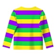 thumbnail image 4 of CONZONE Mardi Gras Toddler Girls Striped T Shirts 3/4 Sleeve Fashion Graphic Tee Shirt for Girls Crew Neck Soft Loose Childrens Spring Tops, 4 of 5