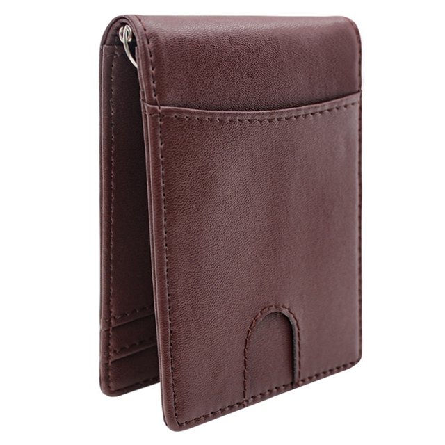 Tarjetero de piel sintética Cartera resistente al desgaste con ranuras para varias tarjetas Cartera ultrafina para hombre Marrón
