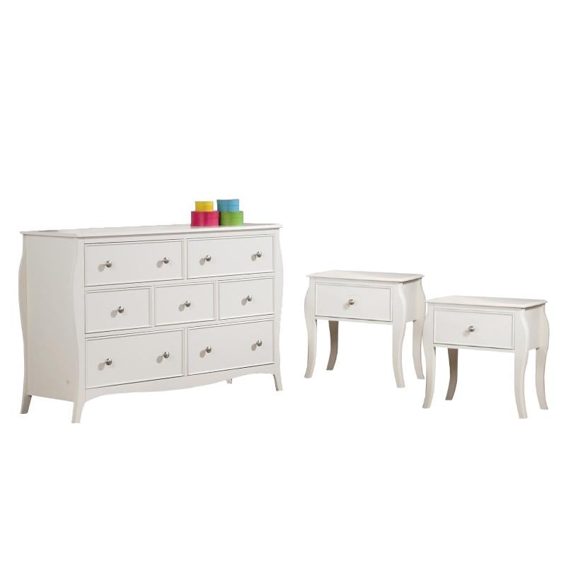 Coaster Dominique 3pc Set Of 2 Night, Silver Dresser And Nightstand Set Of 2