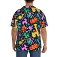 thumbnail image 3 of Balery Colorful Air Balloons1 Camisa Casual de Manga Corta con Botones para Hombre, Texturizada, Estilo Cubano, para Playa, Verano-3X-Large, 3 of 5